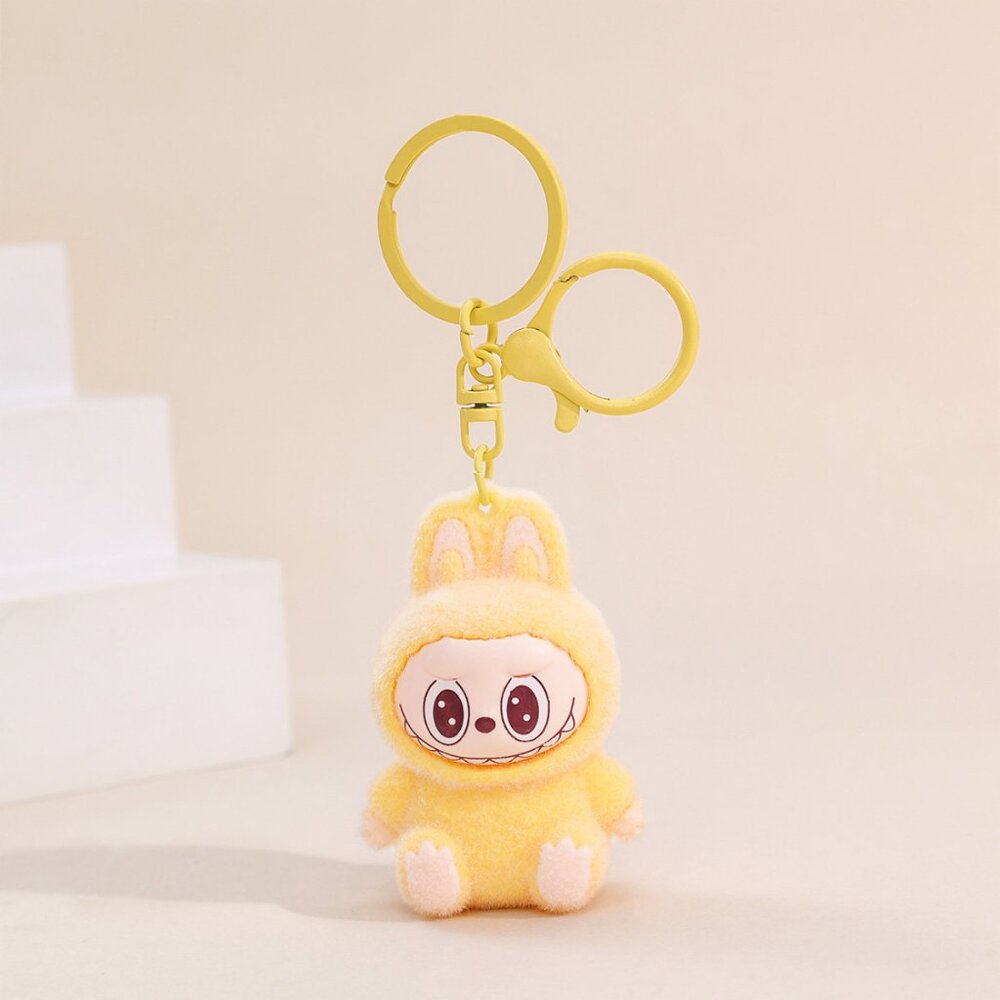 New Cute Yellow Labubu Bunny Keychain dangeler clip